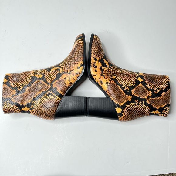 Steve Madden Womens Dallas Yellow Snake Ankle Boots Heels Size 6 New Boho - Picture 5 of 9